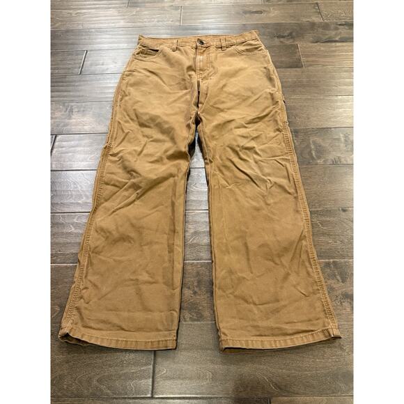 Dickies Mens Brown Carpenter Duck Canvas Relaxed Fit Workwear Work Pants 32X30 - Picture 2 of 9